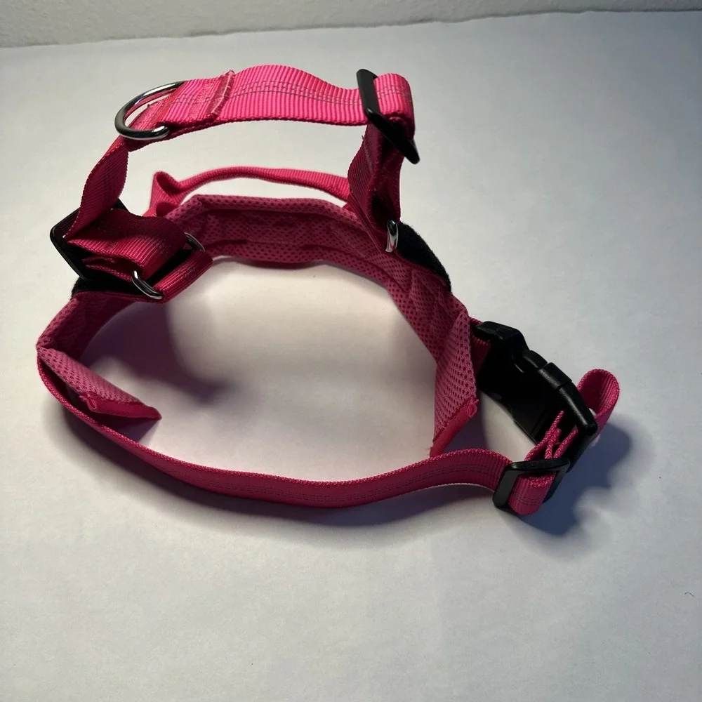 Dog Harness No Pull Pet Adjustable Breathable Outdoor Pink Medium